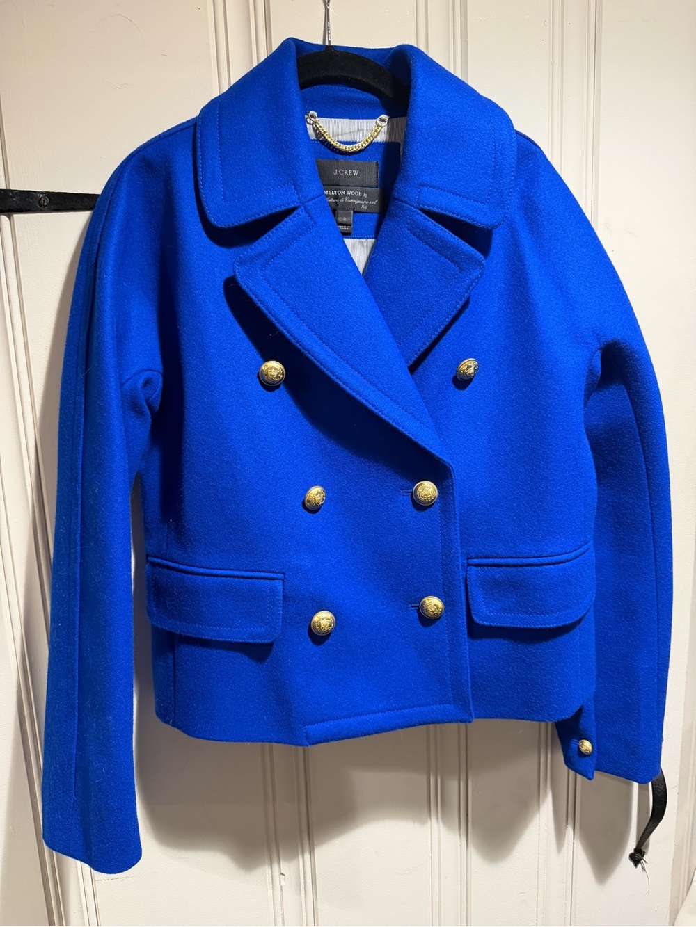 Jcrew Royal Blue Double Breasted Cropped Peacoat size 2